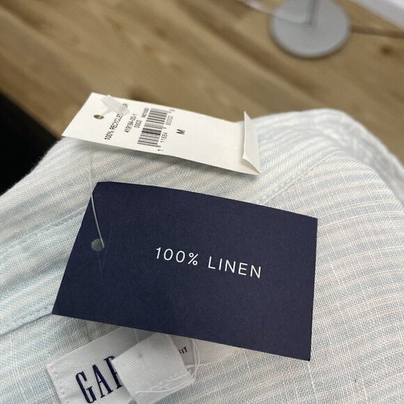 NWT GAP 100% Linen Boyfriend Button Front Shirt Top Breathable Blue size Medium - Picture 6 of 6
